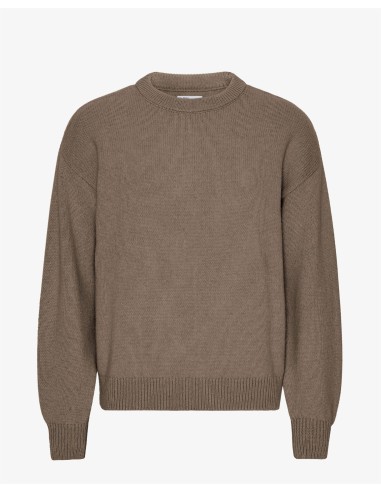 Oversized Merino Wool Crew - Warm Taupe la colonne vertébrale